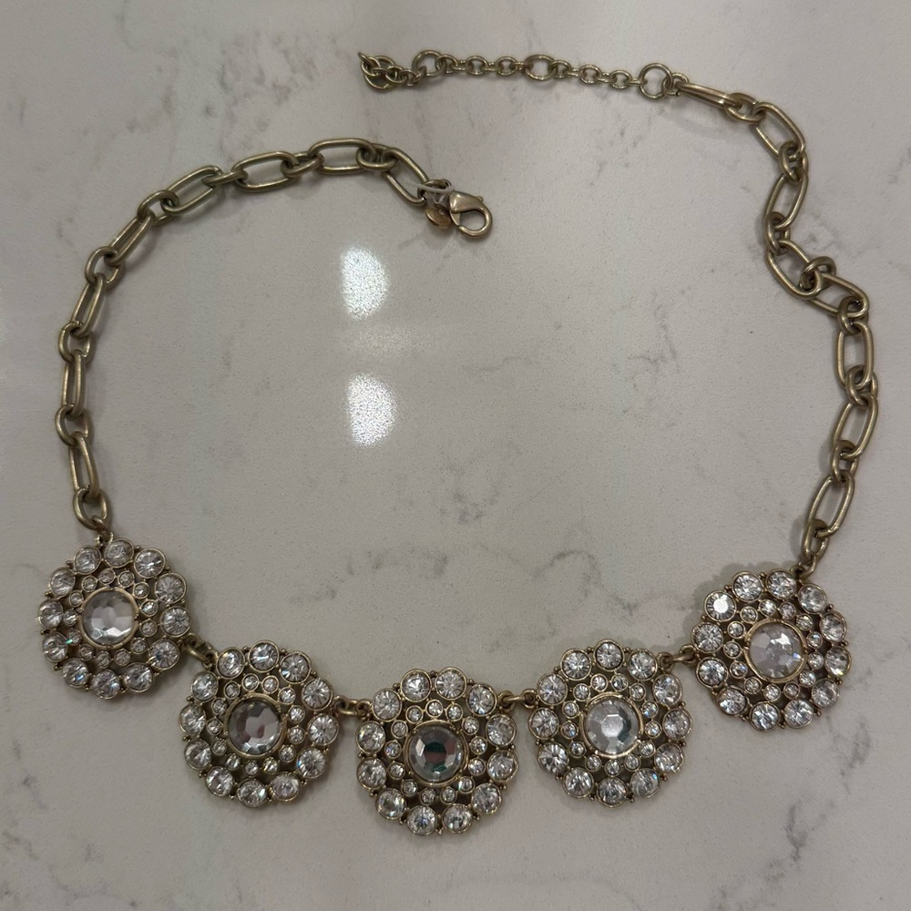 J. Crew Rhinestone Medallion Chain Necklace - Picture 3 of 5